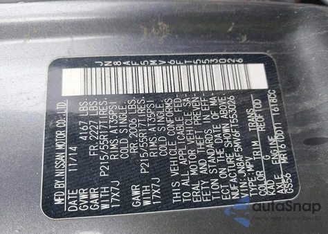 2015 Nissan Juke Sl z USA, uszkodzony, nr VIN JN8AF5MV6FT553026